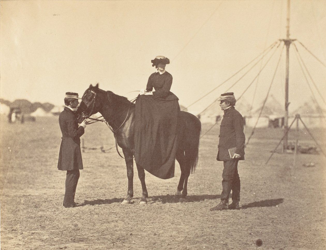 Lady Canning on Her Black Arab and Lord Clyde, Commander in Chief by Jean Baptiste Oscar Mallitte