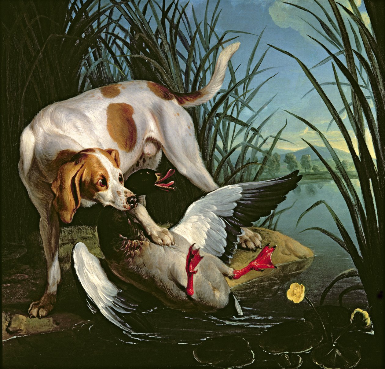 Dog with a Wild Duck by Jean Baptiste Oudry