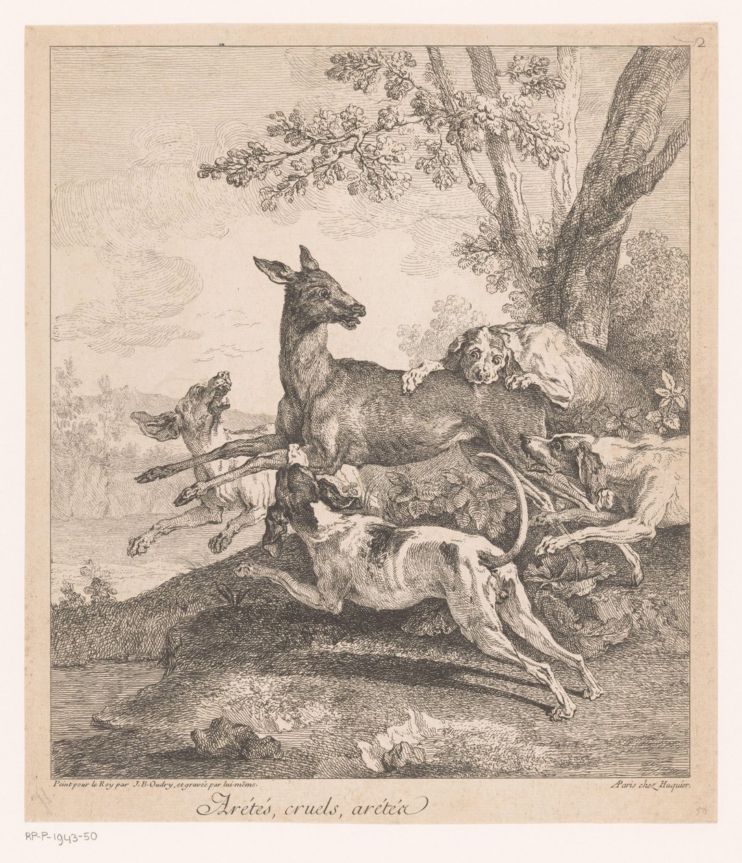 Deer Attacked by Hunting Dogs by Jean Baptiste Oudry