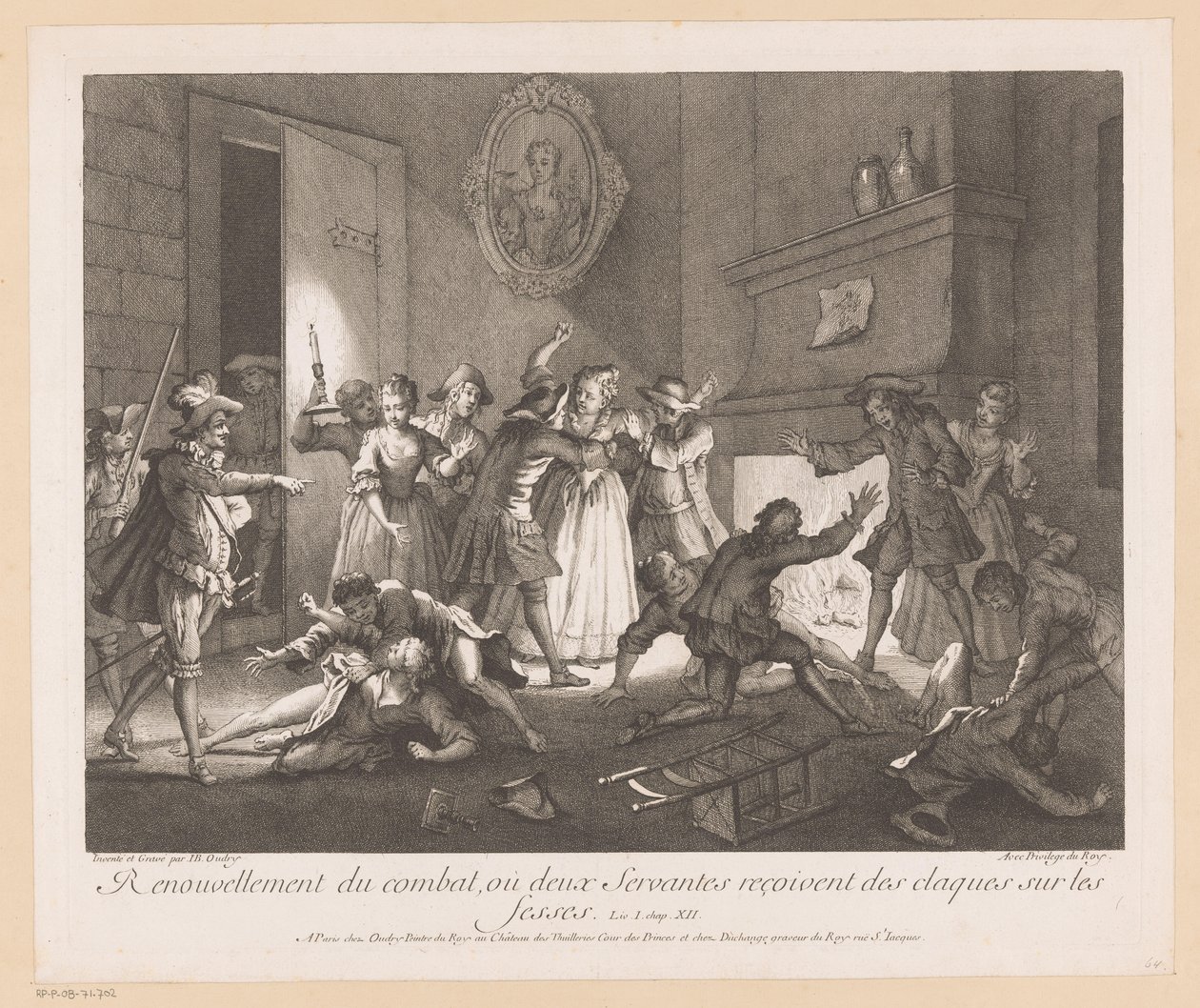 Interior with a Group of Fighting People (Scenes from the Roman Comique by Scarron) by Jean Baptiste Oudry