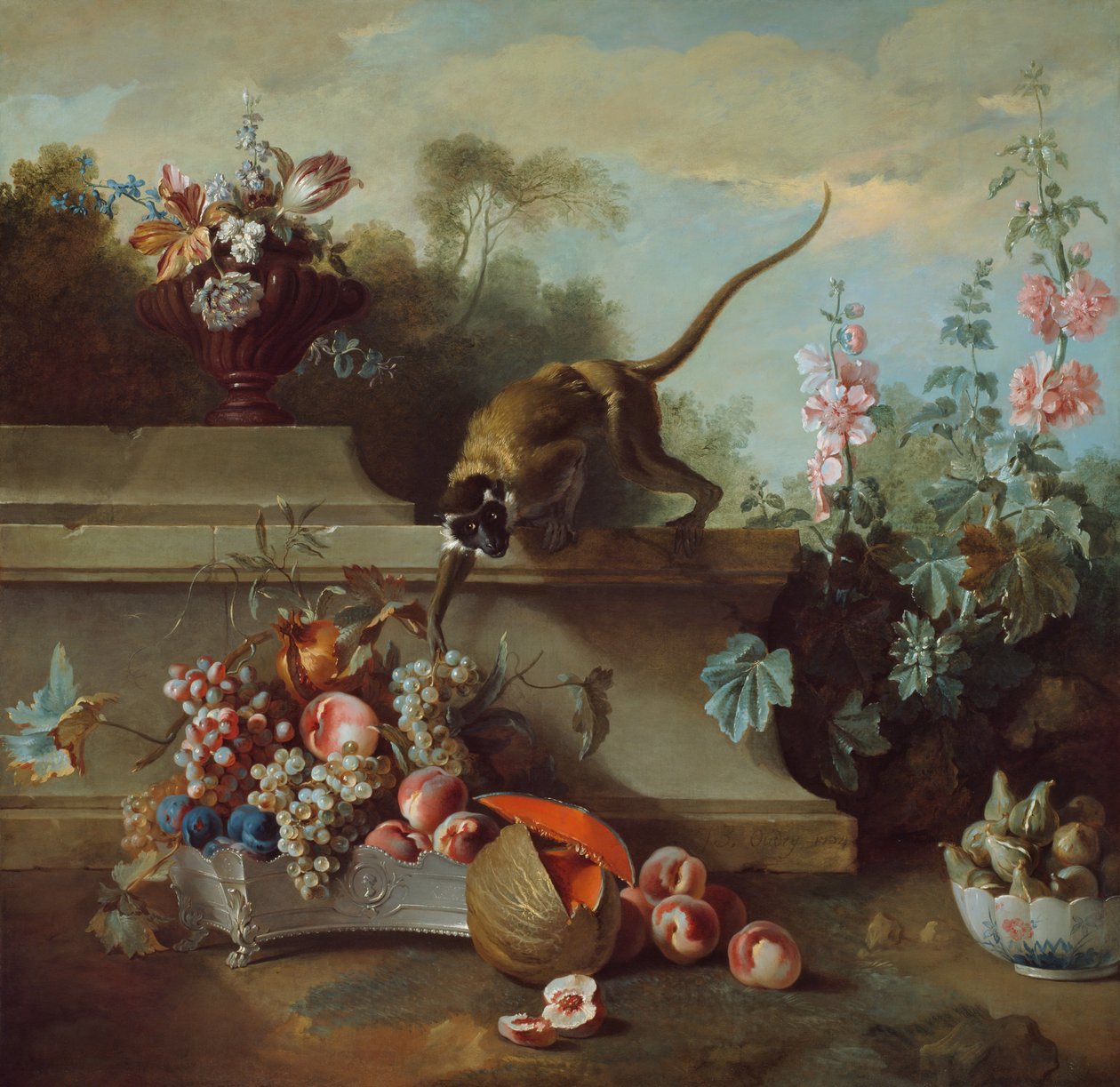 Still Life with Monkey, Fruits, and Flowers, 1724 by Jean Baptiste Oudry