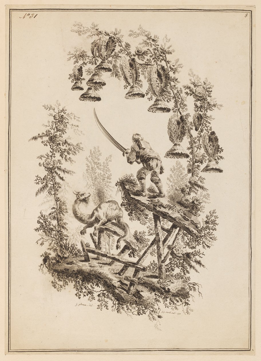 Plate 8, "Suite of Twelve Fishermen and Hunters" by Jean Baptiste Pillement