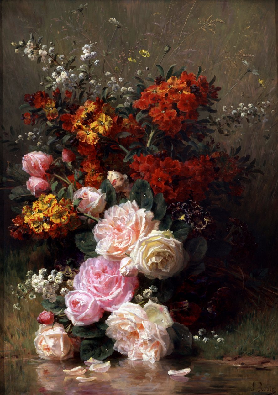 Summer Flowers (including roses and geraniums) by Jean Baptiste Robie