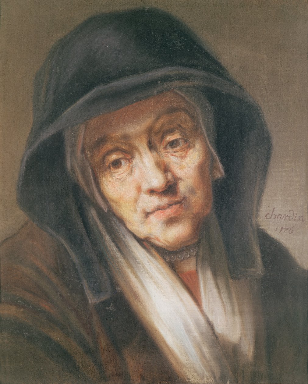 Copy of a Portrait by Rembrandt of His Mother, 1776 by Jean Baptiste Simeon Chardin