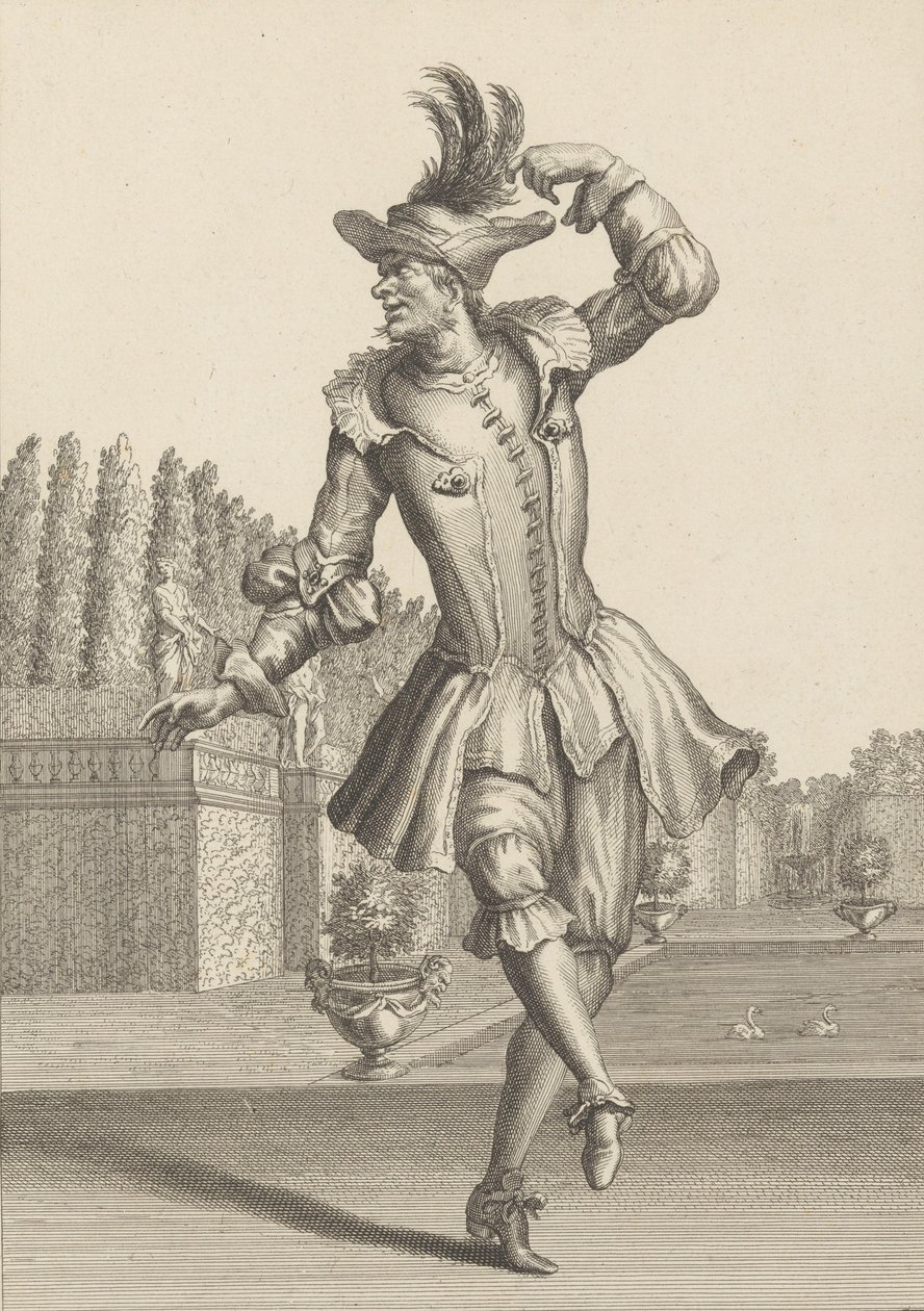 Du Moulin in Peasant Garb Dancing at the Opera by Jean Berain