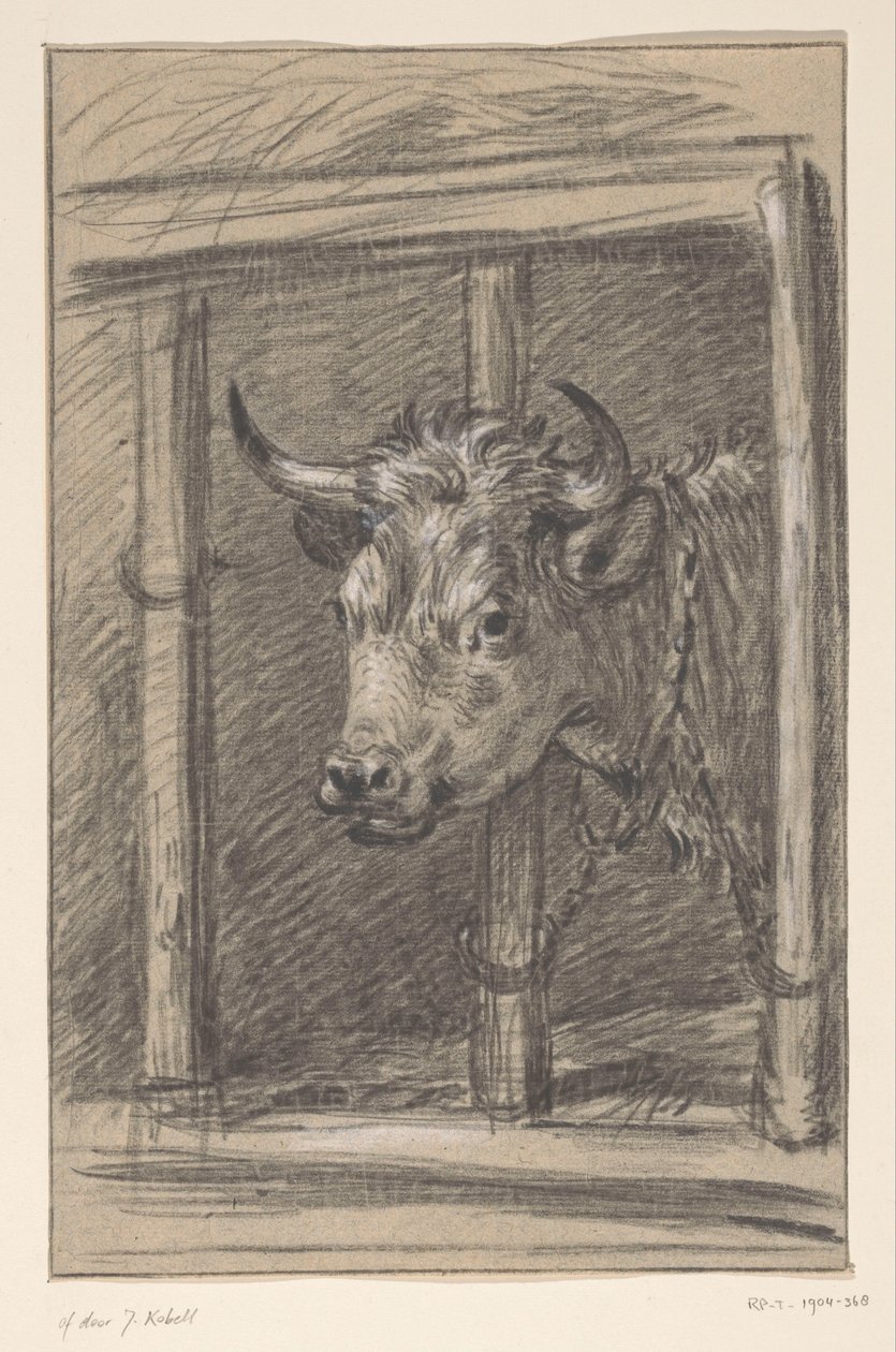 Head of a Cow, through the Bars of a Stable by Jean Bernard