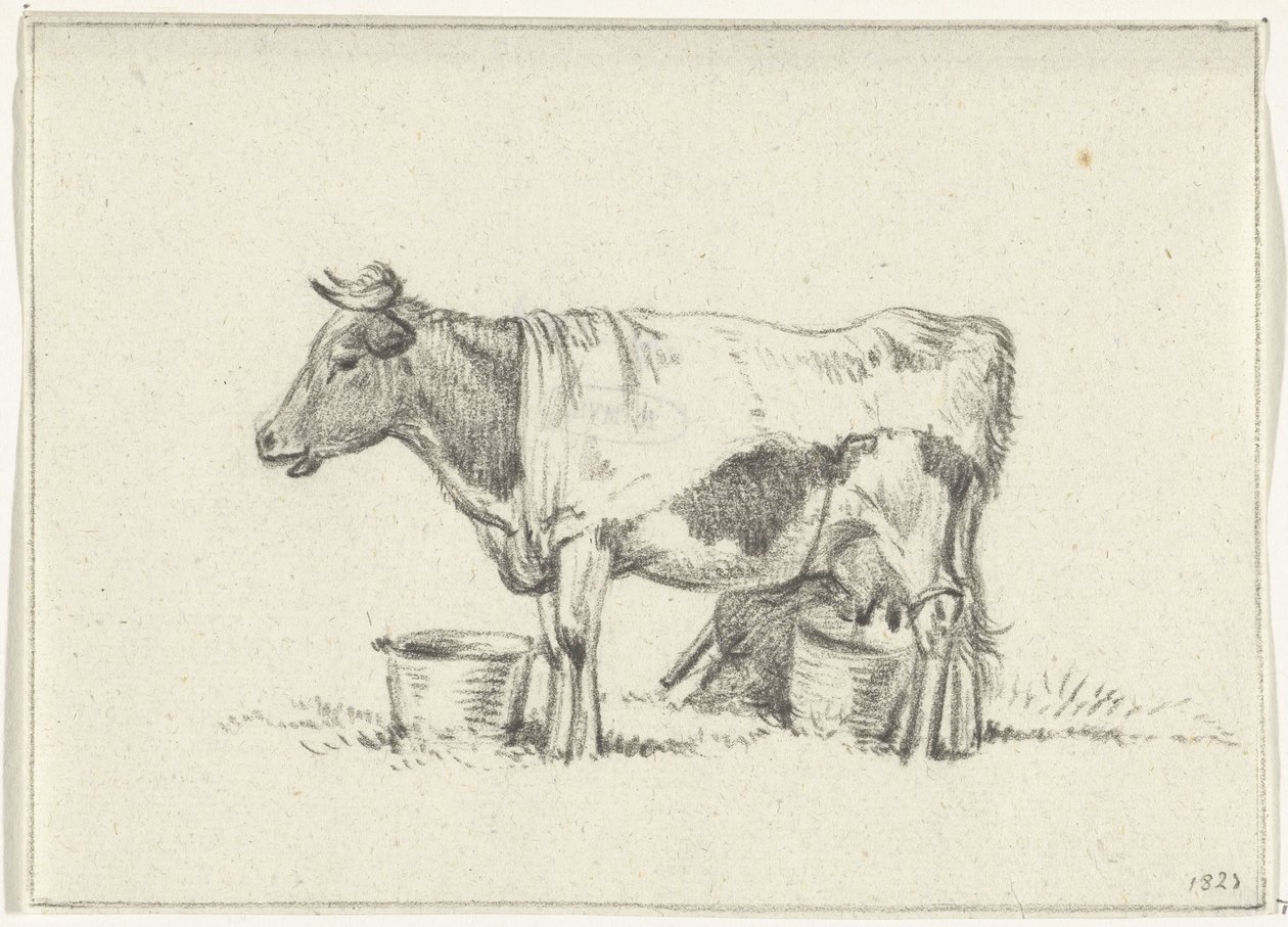 Standing Cow with Milk Bucket and Stool by Jean Bernard