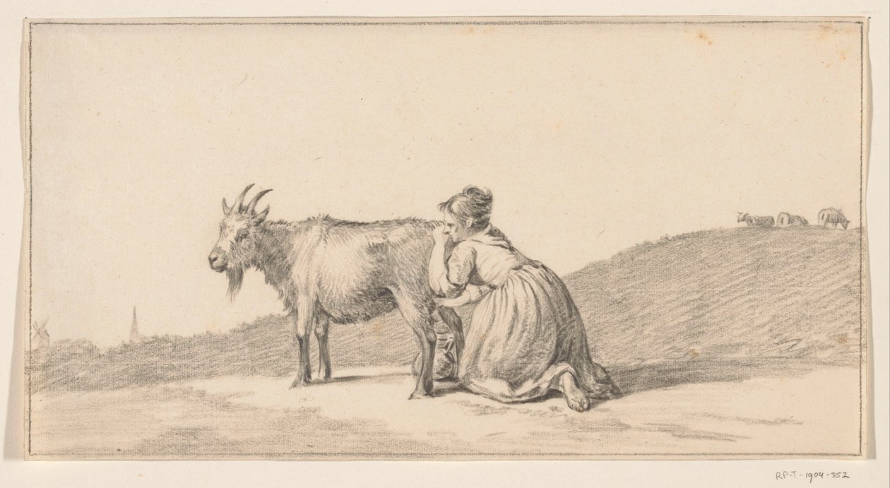 Woman Milking a Goat by Jean Bernard
