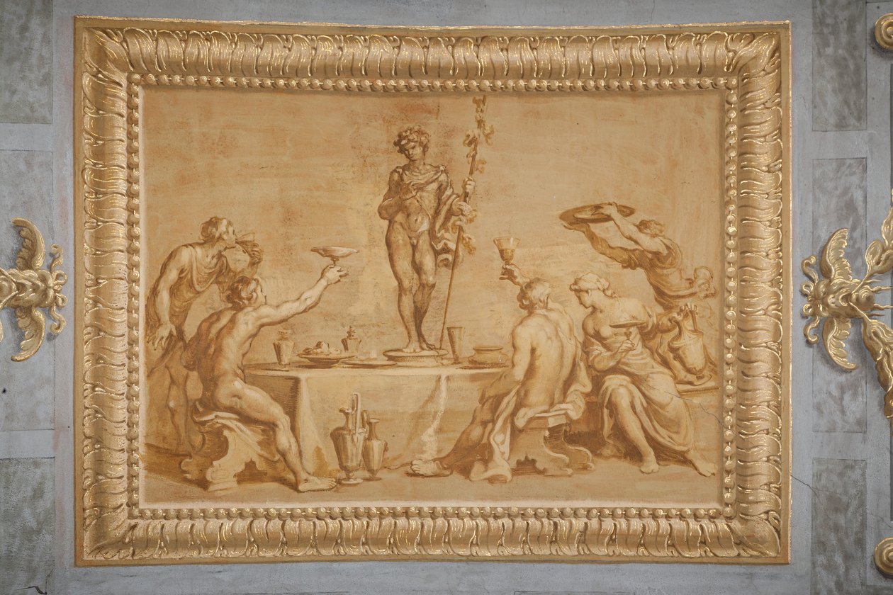 Faux Gilded Relief, with the Statue of Bacchus Surrounded by Some Offerers Raising Cups of Wine by Jean Boulanger