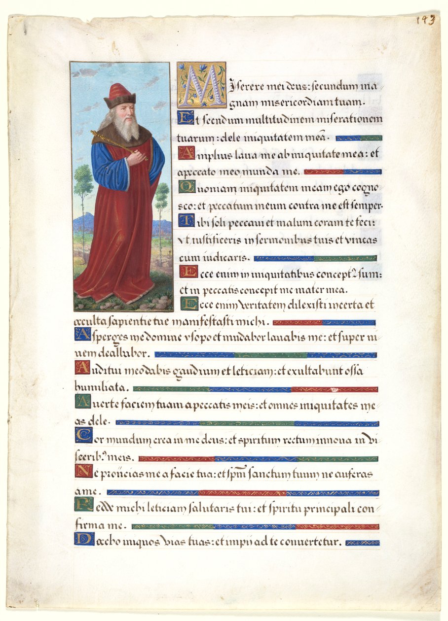 Leaf from a Book of Hours: King David by Jean Bourdichon