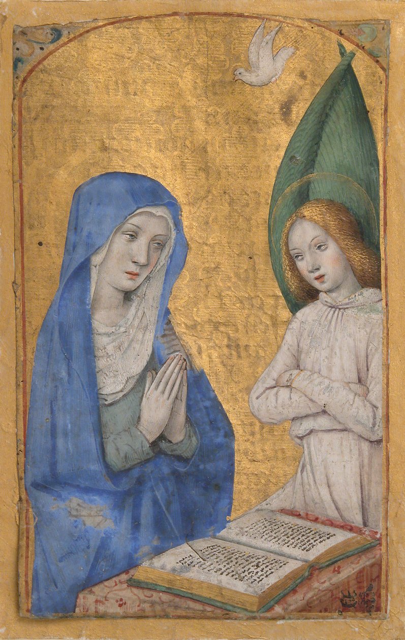 Manuscript Leaf with the Annunciation from a Book of Hours, ca. 1485-90 by Jean Bourdichon