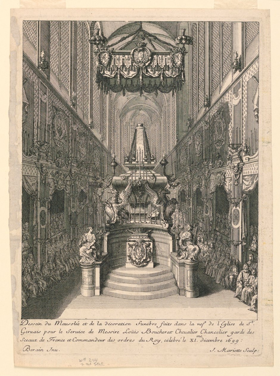 Catafalque of Louis Boucherat, Second State, St. Gervais, Paris by Jean Bérain, the Elder