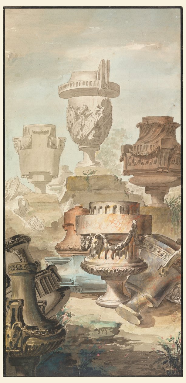 Ruin Fantasy: Vases and Urns, 1770 by Jean Charles Delafosse