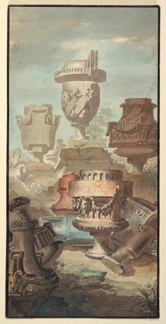 Ruin Fantasy: Vases and Urns, 1770 by Jean Charles Delafosse