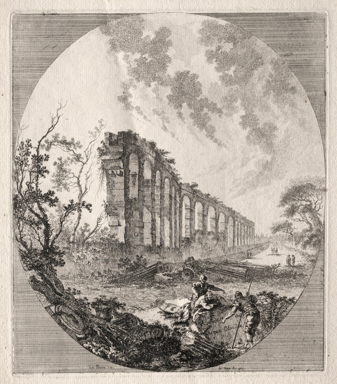 Ancient Ruins: Ancient Aqueduct by Jean Claude Richard de Saint Non