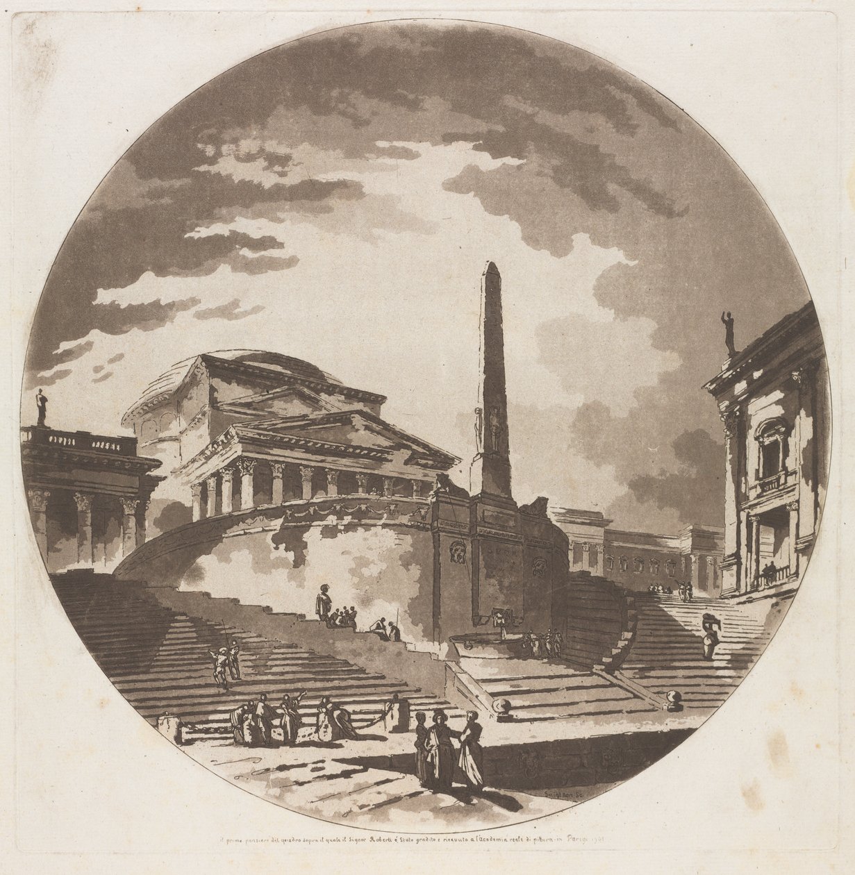 View of the Rotunda with Stairs on the Tiber by Jean Claude Richard de Saint Non