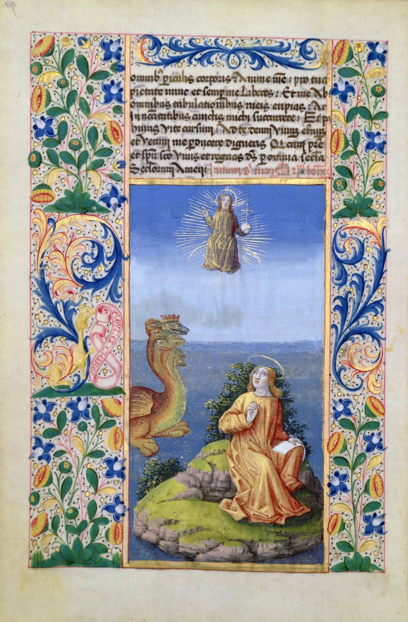 St. John the Evangelist on the Island of Patmos, from the Book of Hours of Louis dOrleans by Jean Colombe