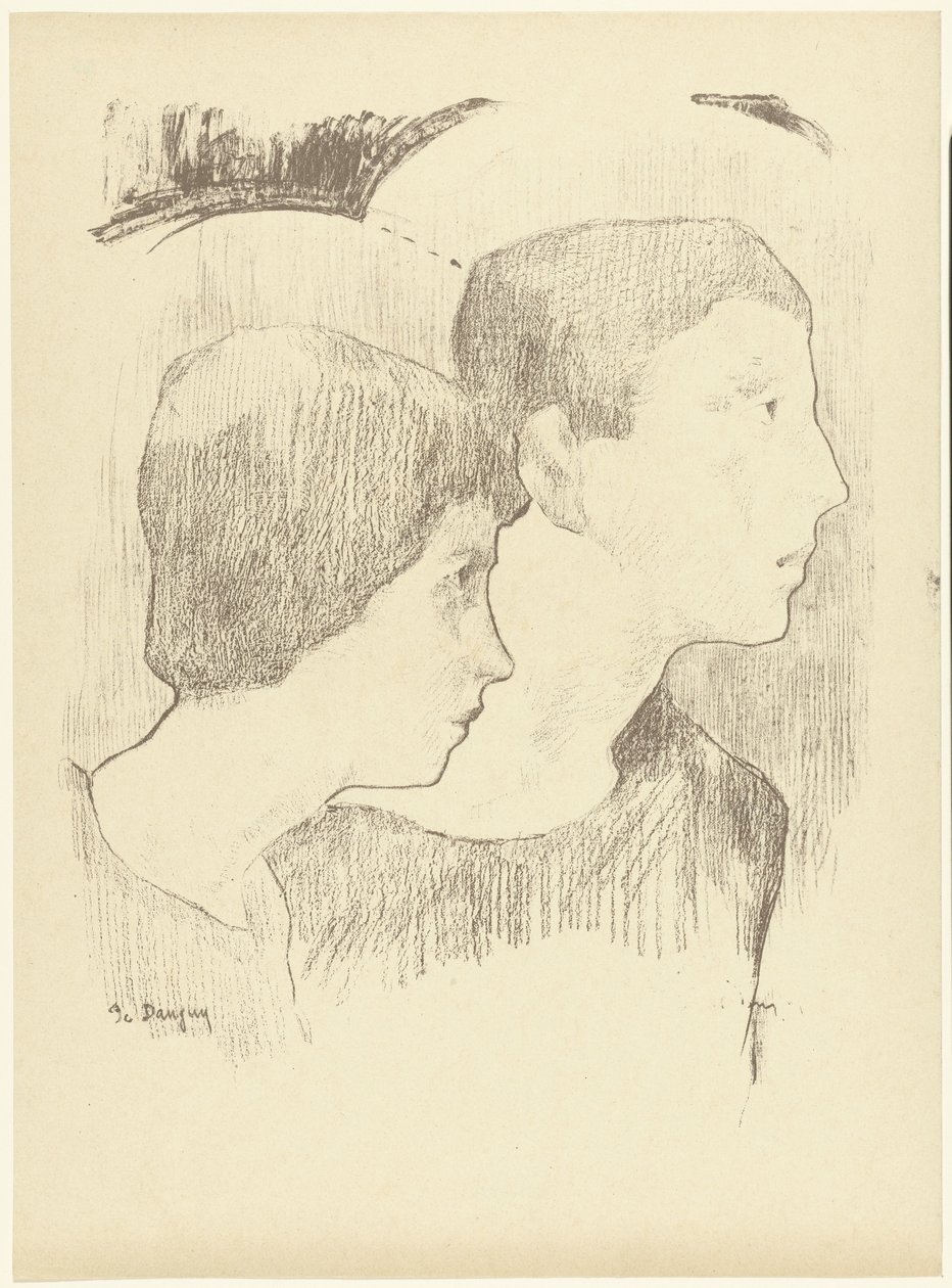 Two Heads of Martyrs or Boys with Nimbus by Jean Danguy