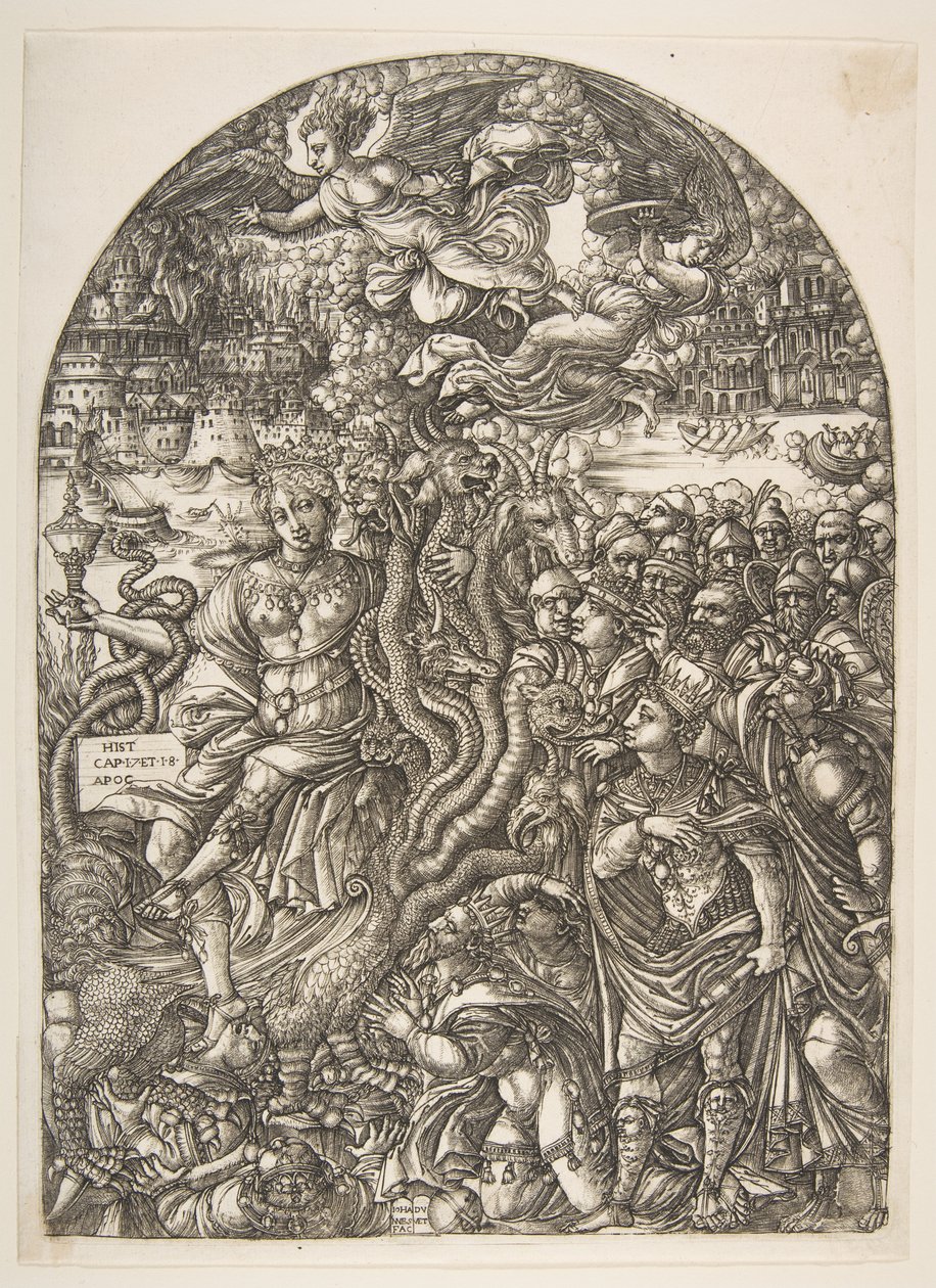 The Babylon Harlot seated on the Seven-Headed Beast, from the Apocalypse by Jean Duvet