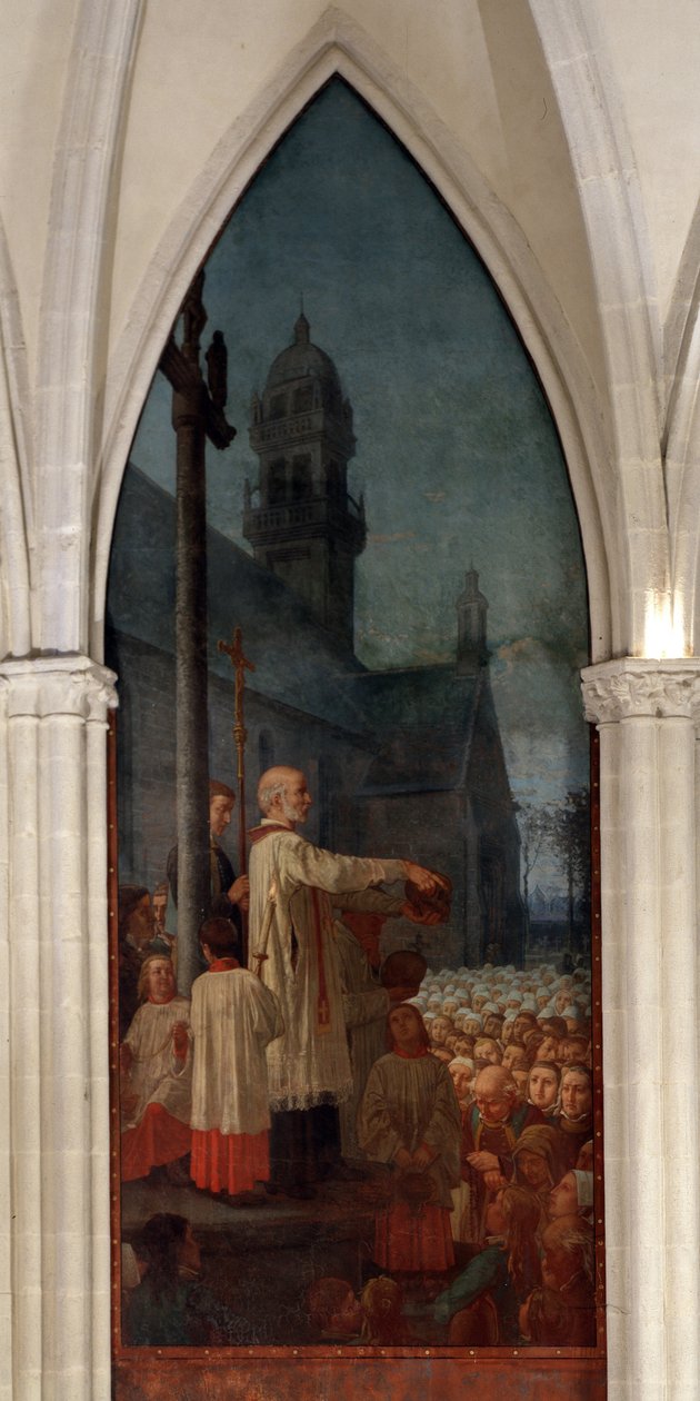 Preaching by Michel le Nobletz Outside a Church in Brittany (Fresco, Saint Corentin Cathedral, Quimper) by Jean Edouard Dargent