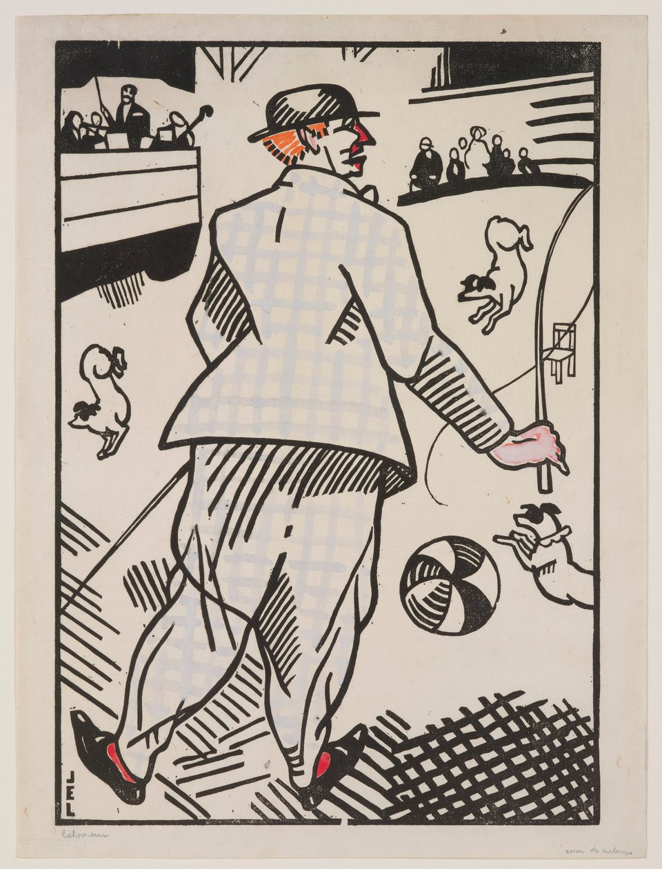 Clown with Dogs by Jean Emile Laboureur