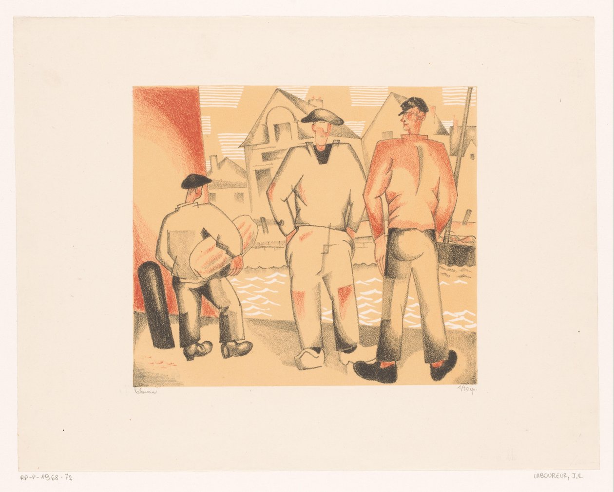 Three Fishermen at the Quay by Jean-Emile Laboureur