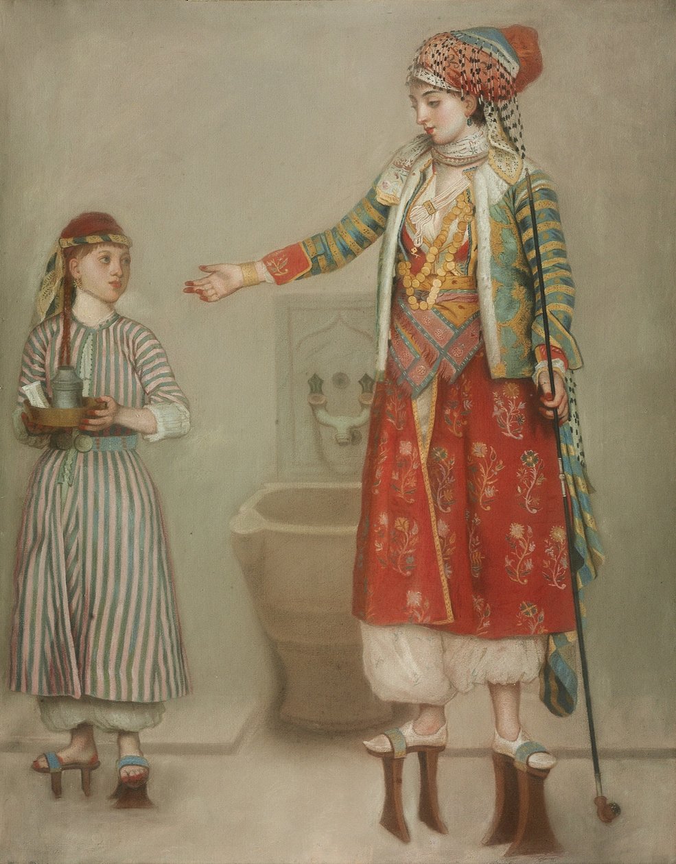 A Lady in Turkish Costume with Her Servant at the Hammam, Mid 18th Century by Jean Étienne Liotard