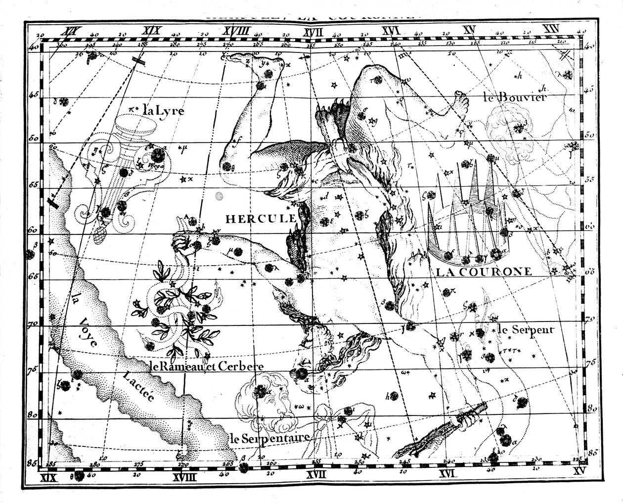 Astronomical Map, Centred on the Constellation of Hercules by Jean Fortin