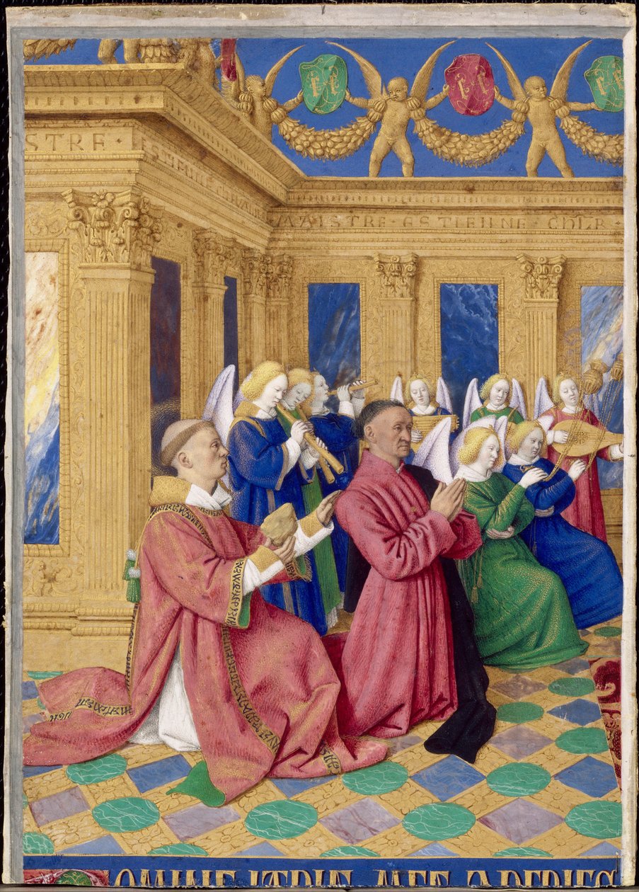 Étienne Chevalier and Saint Stephen, His Patron Saint, Miniature from the Hours of Étienne Chevalier by Jean Fouquet