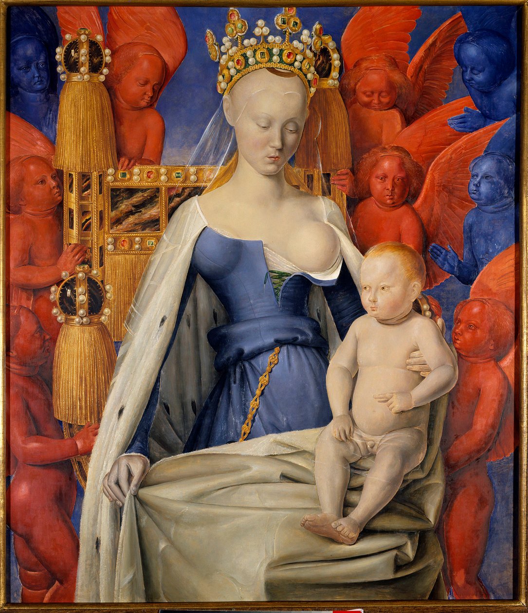 Madonna surrounded by seraphim and cherubim by Jean Fouquet