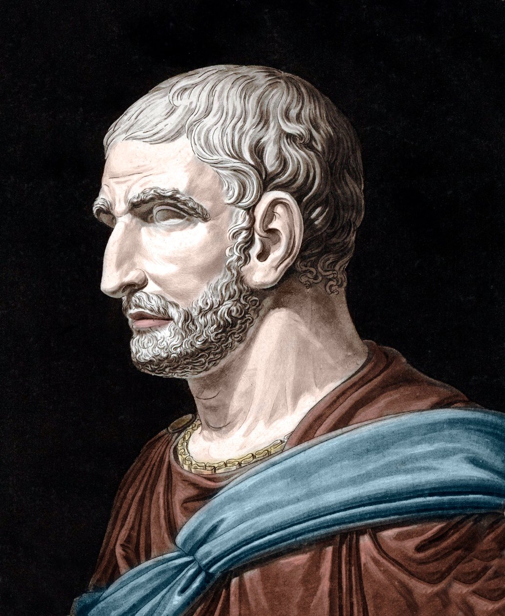 Portrait of Lucius Junius Brutus - Lucius Junius Brutus (509-545 BC) - legendary founder of the Roman Republic - engraving by Jean Francois Janinet (1752-1814) by Jean Francois (after) Janinet