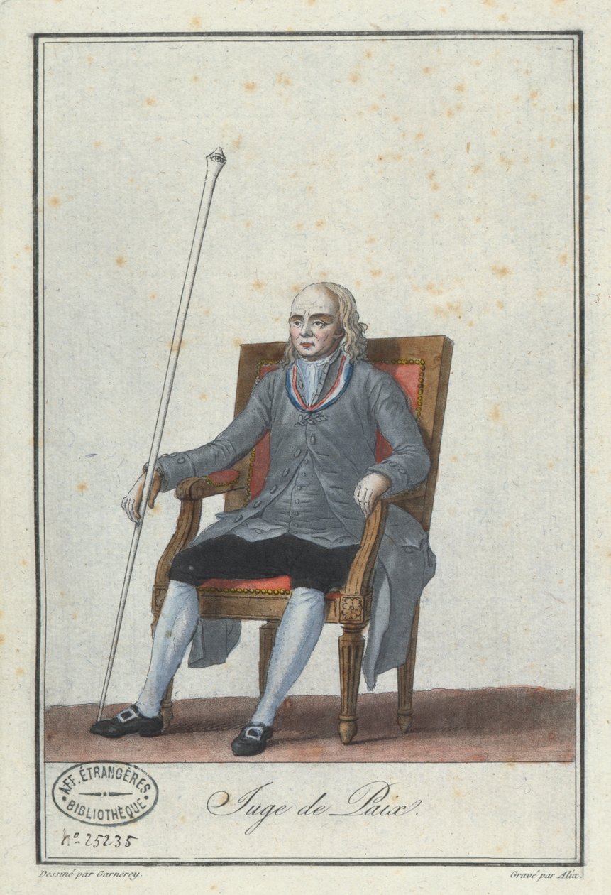 Justice of the Peace, engraved by Alix, from a book on French Directoire costumes by Jean Francois Garneray