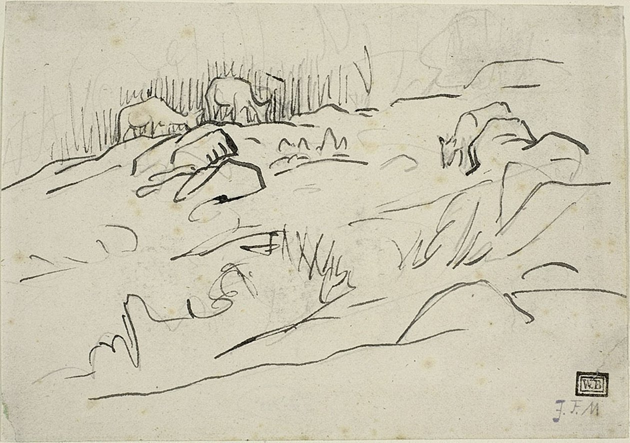 Landscape with Cattle by Jean Francois Millet