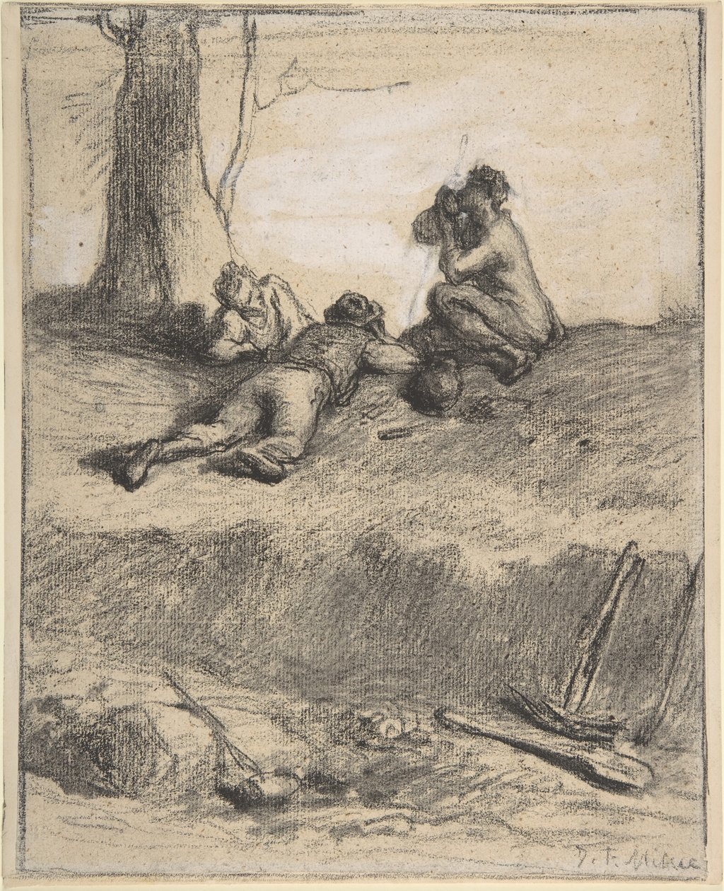Roadworkers at Lunch, ca. 1850-52 by Jean Francois Millet