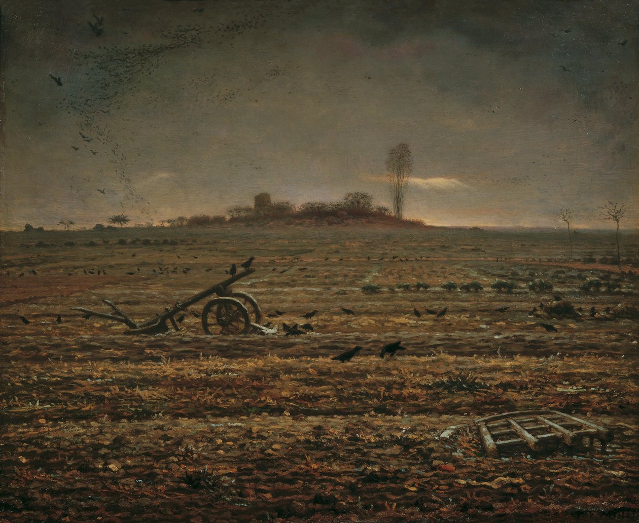 The Plain of Chailly with Harrow and Plough by Jean Francois Millet