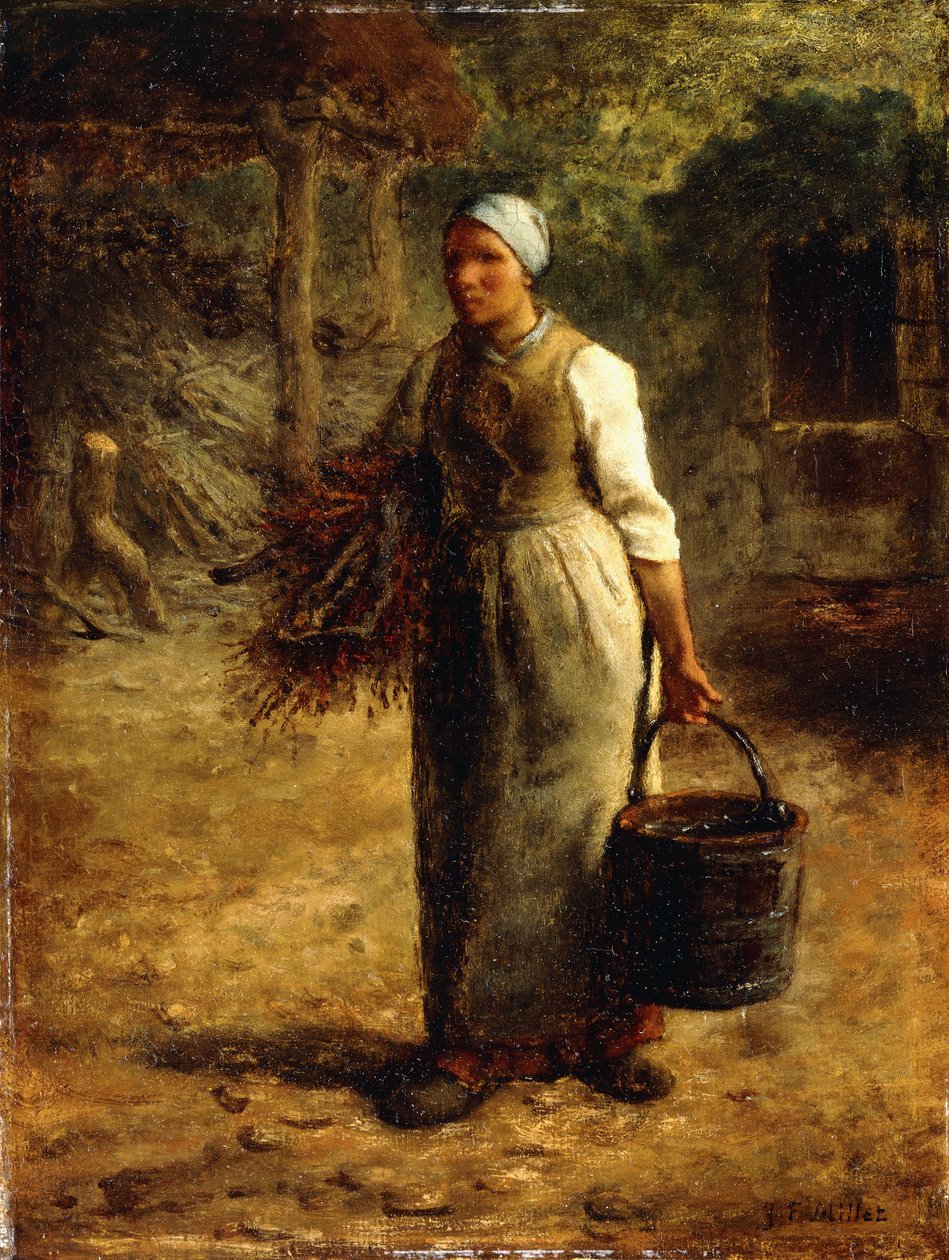 Woman Carrying Firewood and a Pail by Jean Francois Millet