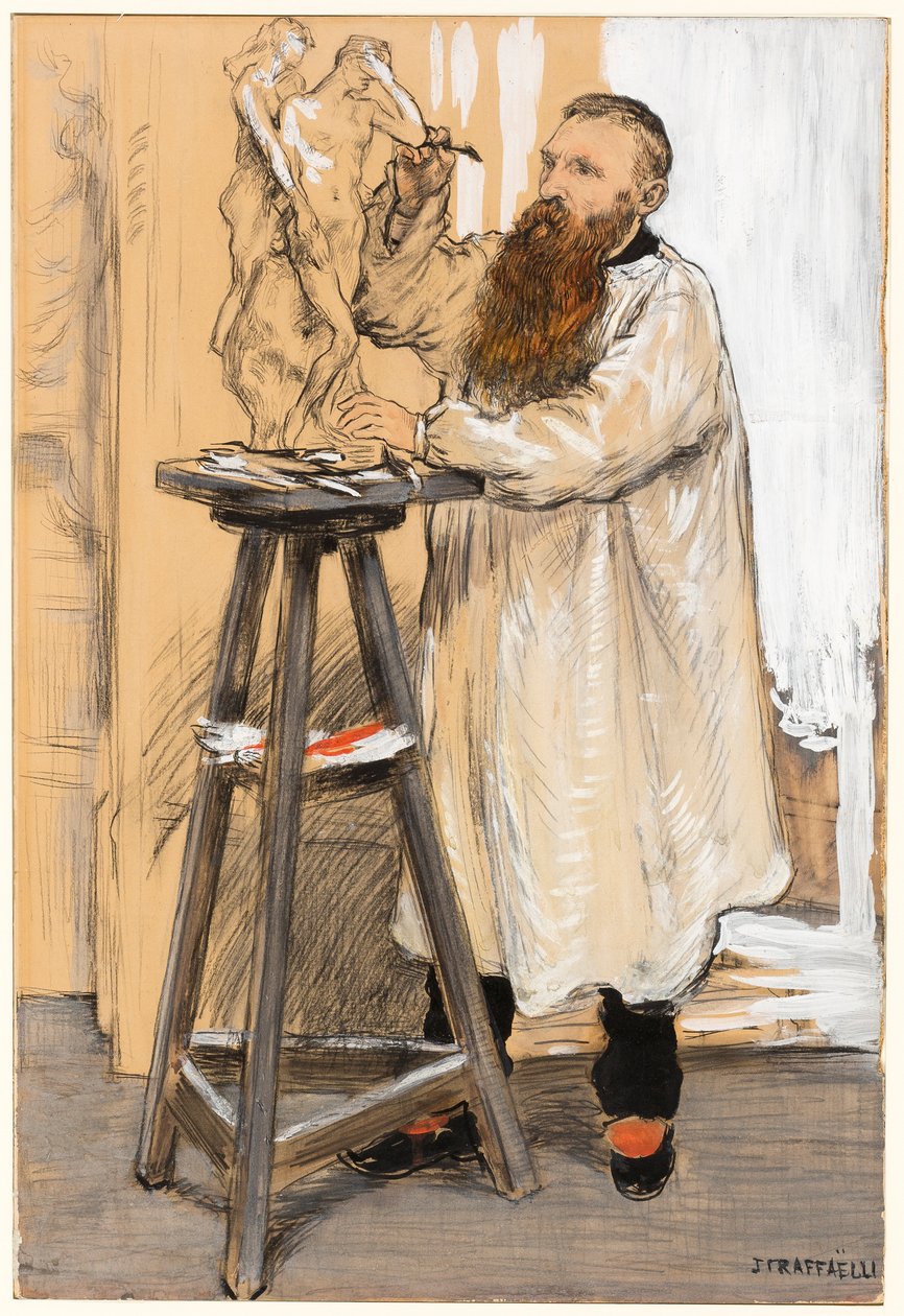 Portrait of the Sculptor Auguste Rodin in his Studio by Jean Francois Raffaelli