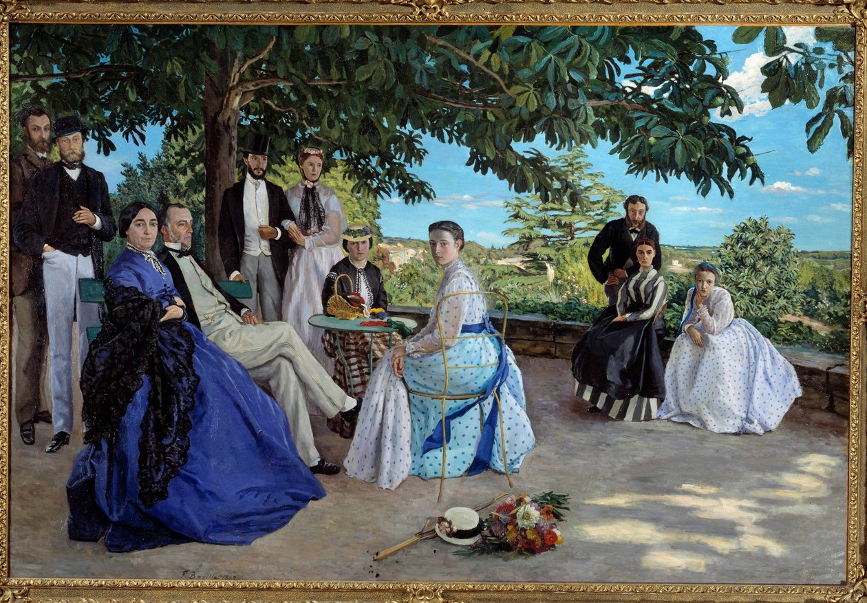 Family Meeting: Portrait of a French Bourgeoisie Family Gathered in a Garden by Jean Frederic Bazille