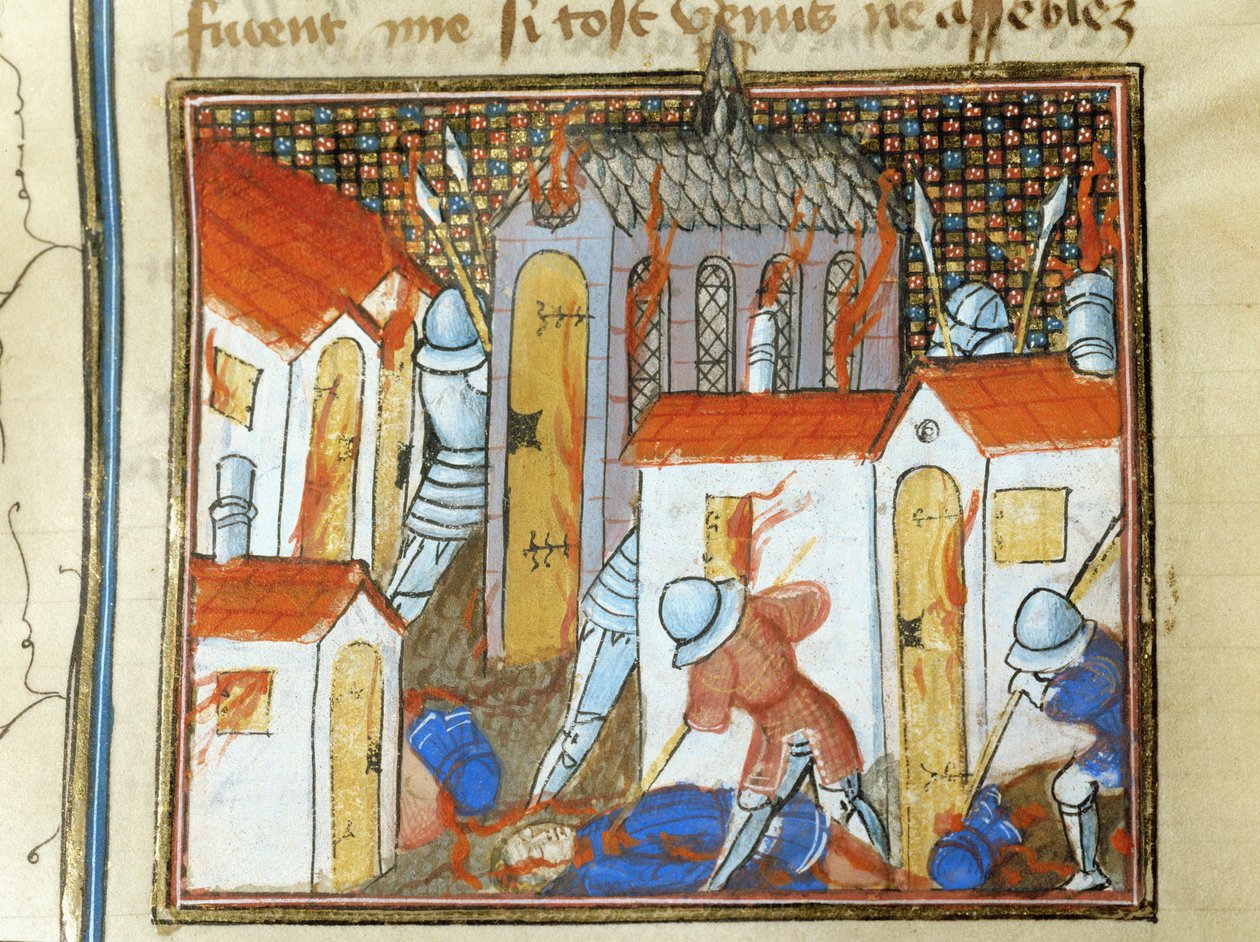 The English Set Fire to the Town of St. Lo by Jean Froissart