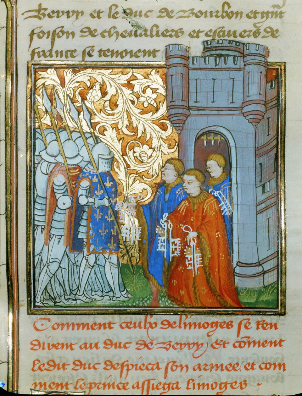 Three Magistrates of Limoges Present the Keys of the Town to the Duke of Berry by Jean Froissart
