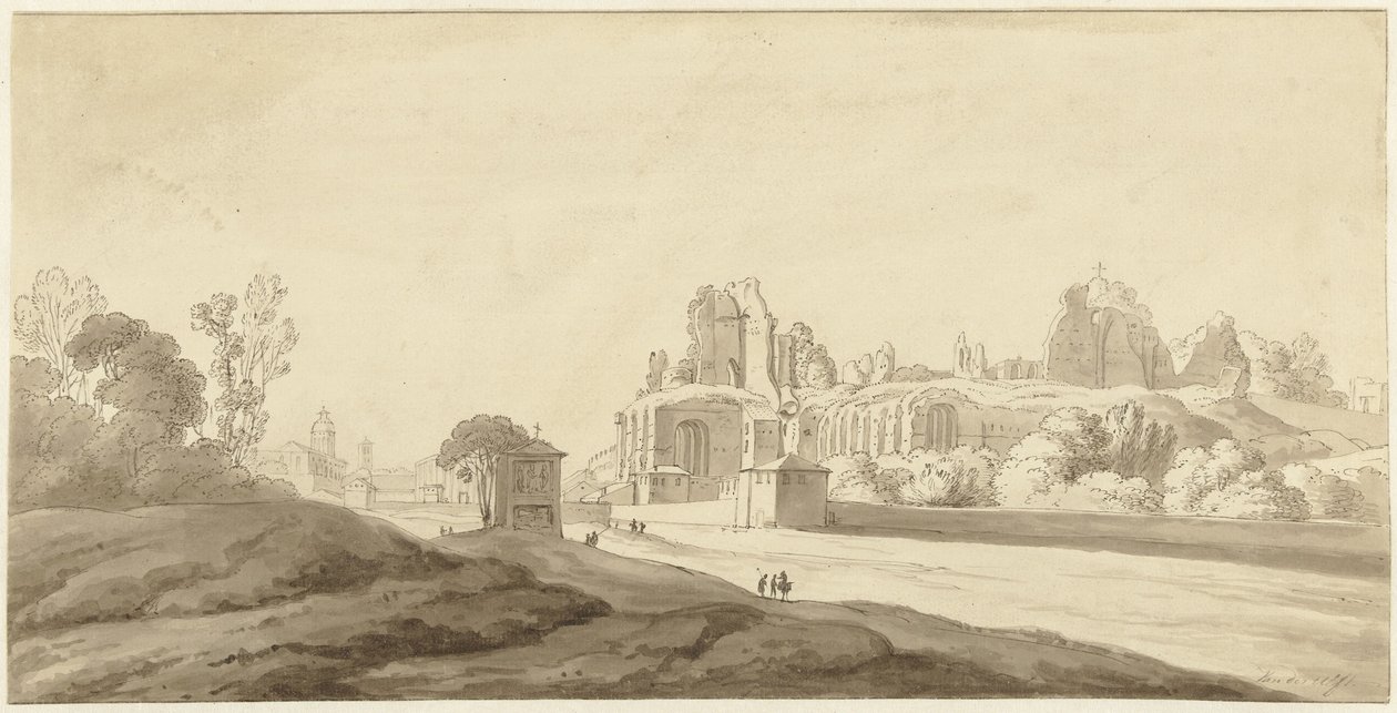 View of the Ruins of the Palace on the Palatine Hill in Rome by Jean Grandjean (attributed to)