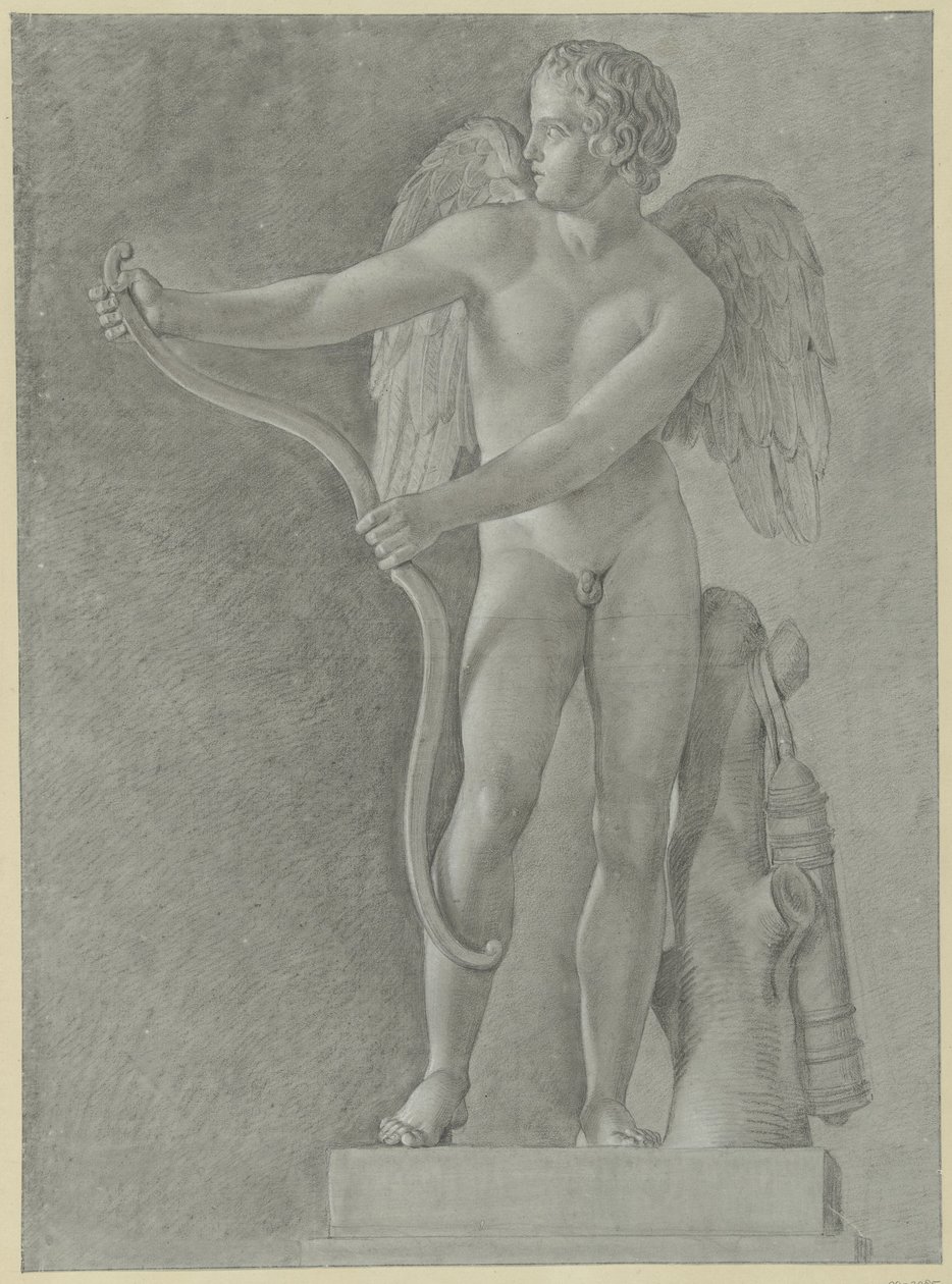 Study of a Statue of Cupid Drawing His Bow by Jean Grandjean