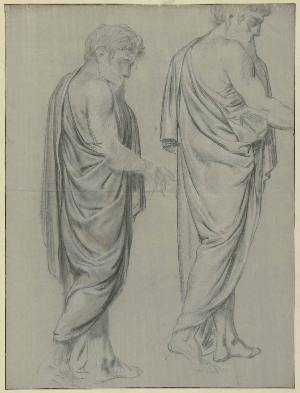 Two Drapery Studies of a Walking Man, to the Right by Jean Grandjean