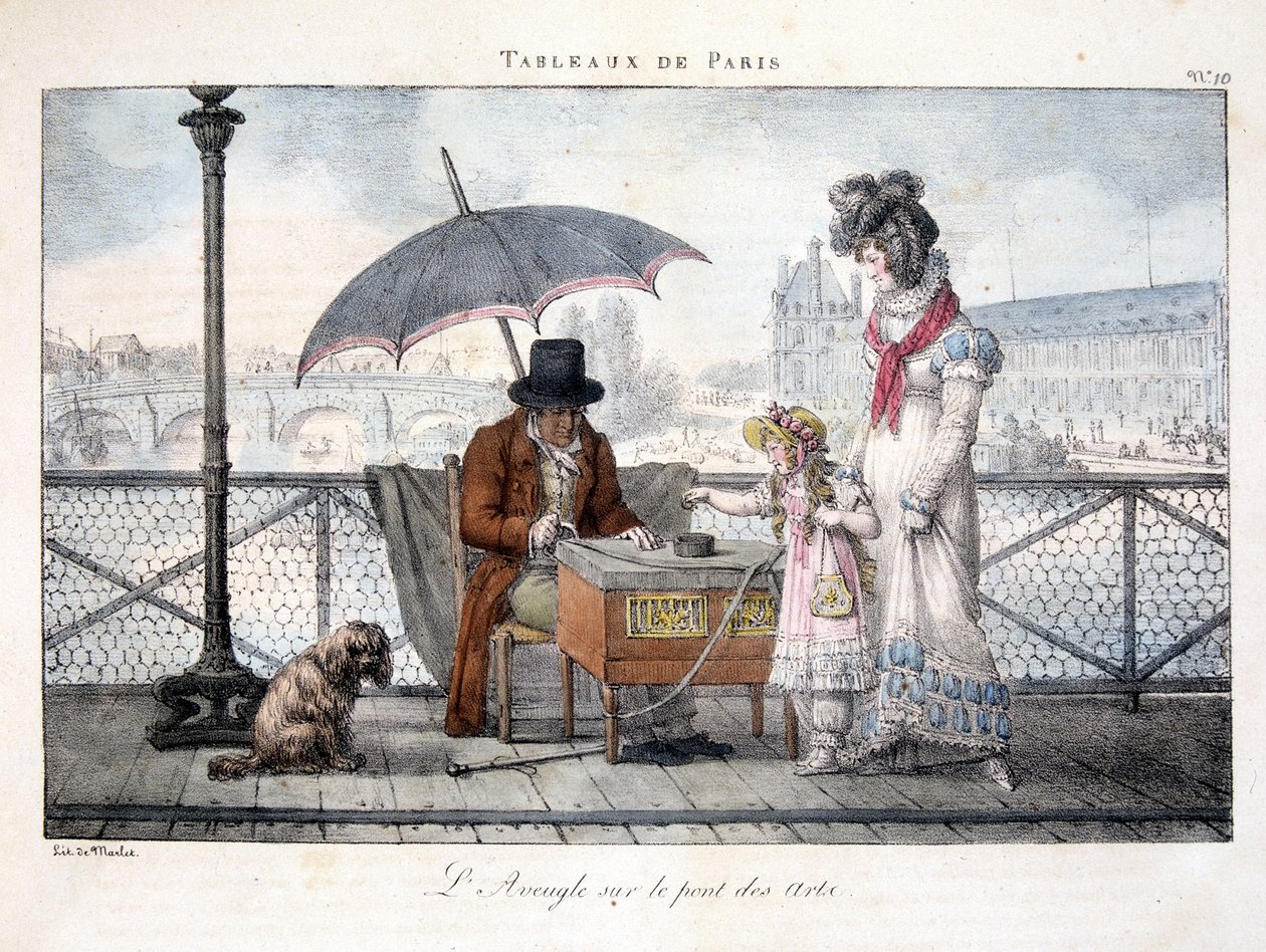 The Blind Man on the Pont des Arts - in “Paintings of Paris” by Marlet by Jean Henri Marlet