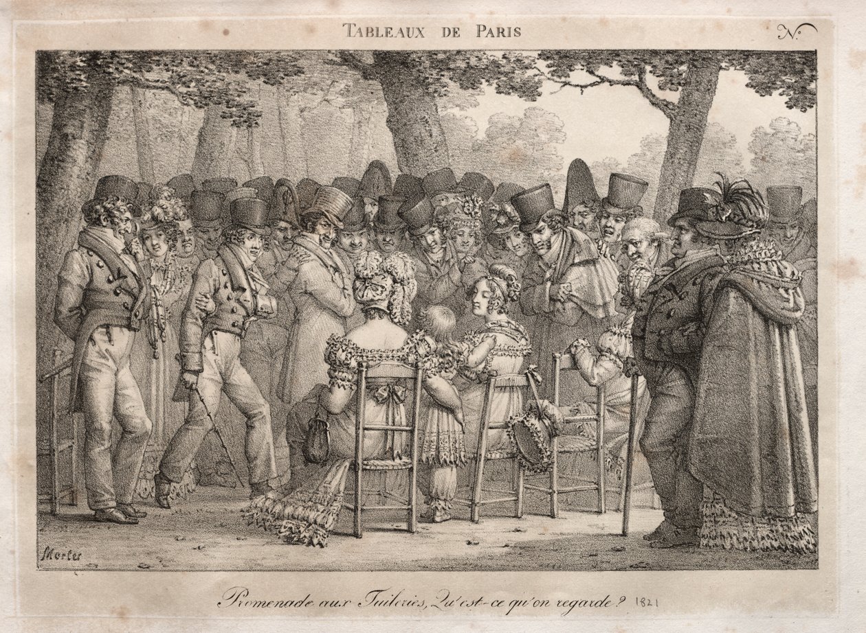 Scenes of Paris: Promenade in the Tuileries. What are they looking at? by Jean Henri Marlet