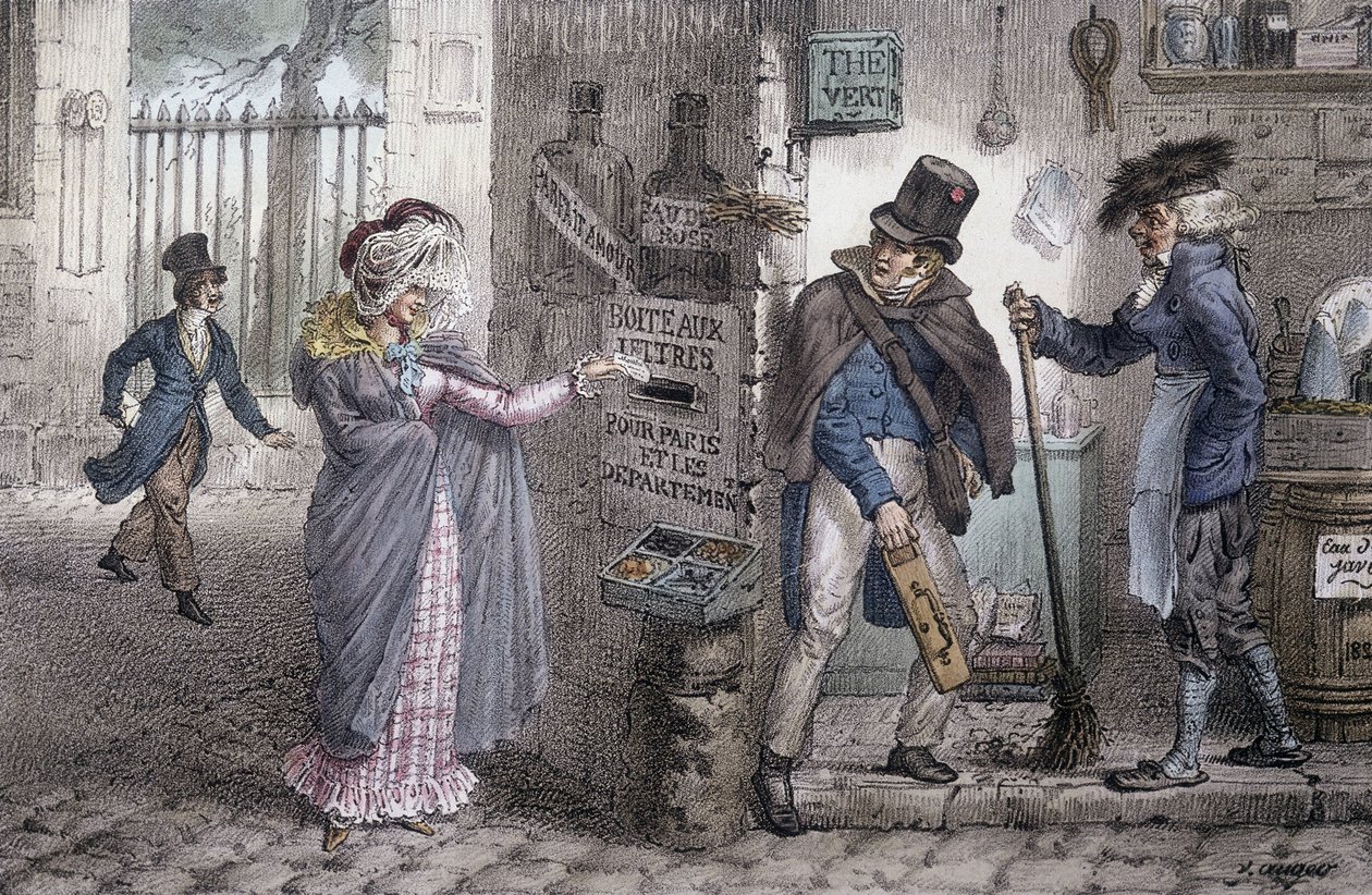 The mailbox - Lithography of Marlet, late 19th century by Jean Henri Marlet