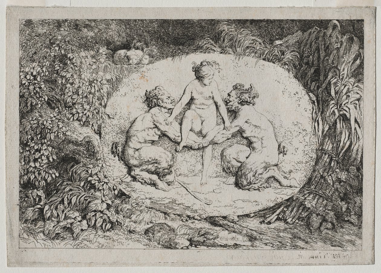 Bacchanales: Nymph Supported by Two Satyrs by Jean Honore Fragonard