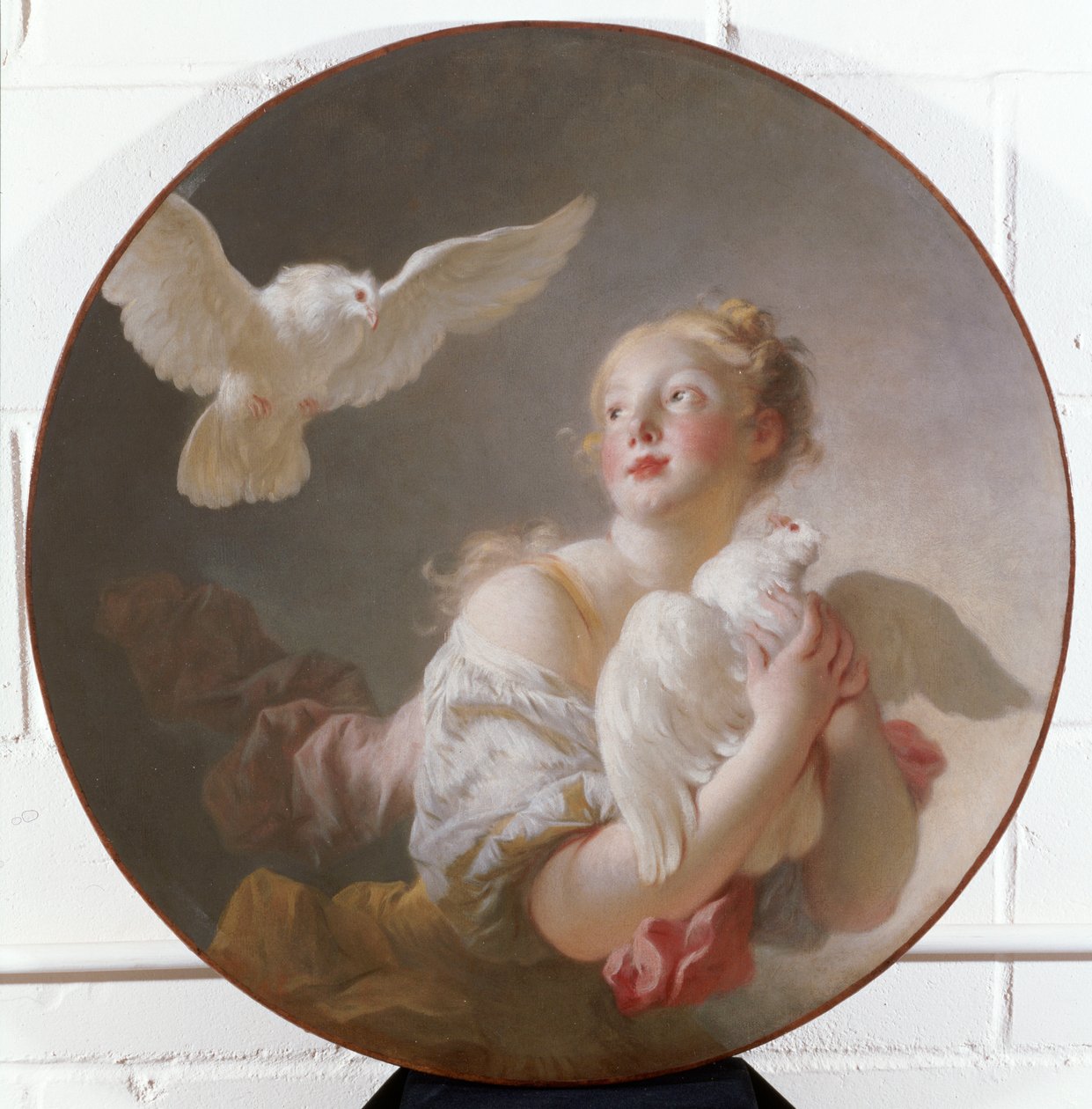 Girl Holding a Dove by Jean Honore Fragonard