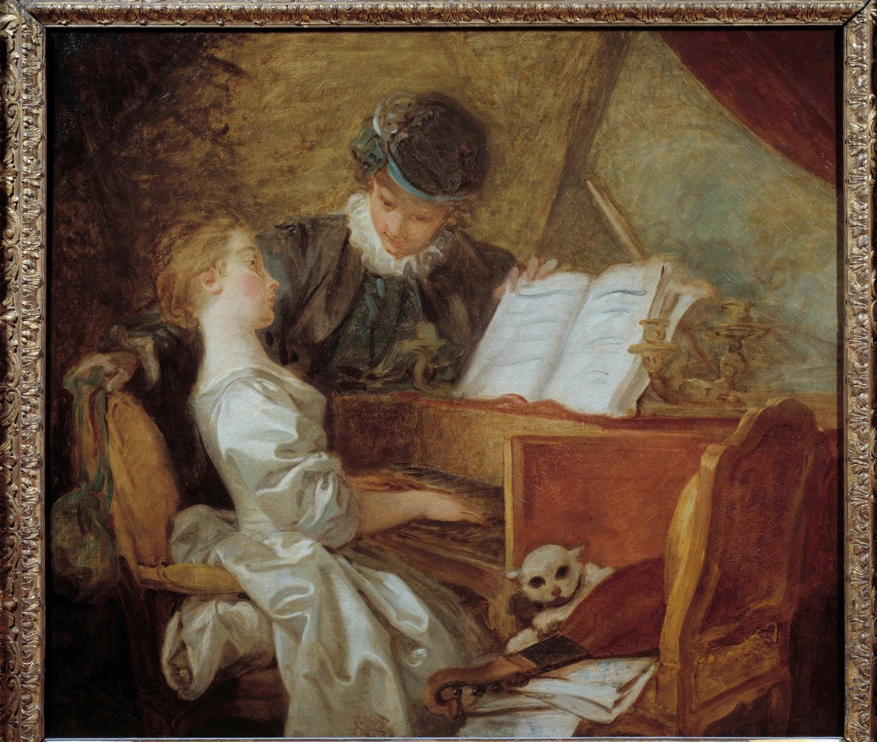 La lecon de musique. Painting by Jean-Honore Fragonard (1732-1806) by Jean Honore Fragonard