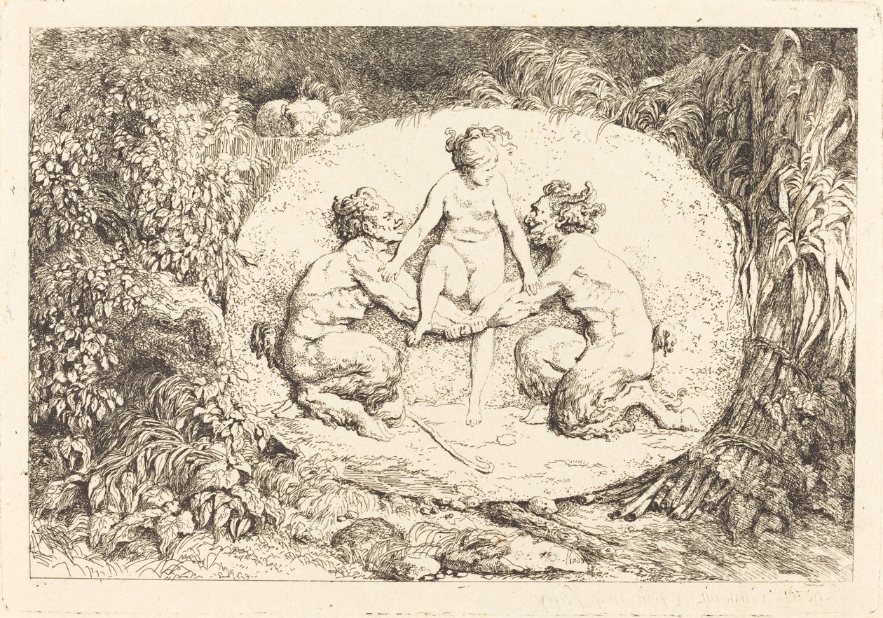 Nymph Supported by Two Satyrs by Jean Honore Fragonard